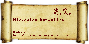 Mirkovics Karmelina névjegykártya